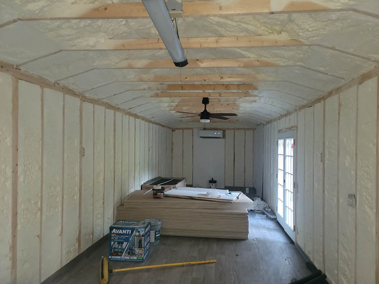 Insulated interior with framing ready for drywall